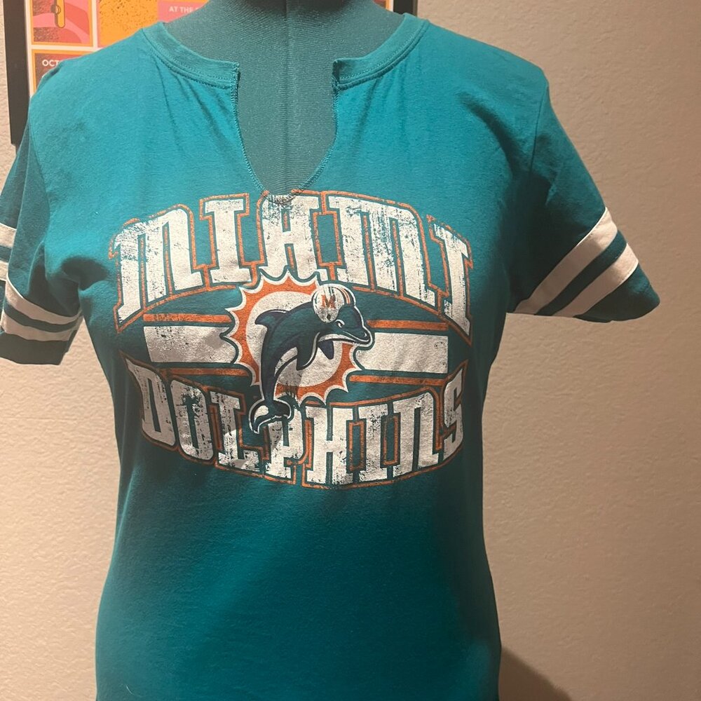 Miami Dolphins VNeck Jersey Sleeve Tshirt